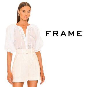 Limited time offer! Frame White Eyelet Puff Sleeve Shirt, Designer brands